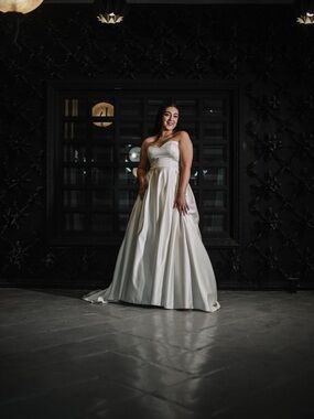 Moonlight Bridal Strapless Satin Ivory Wedding Gown